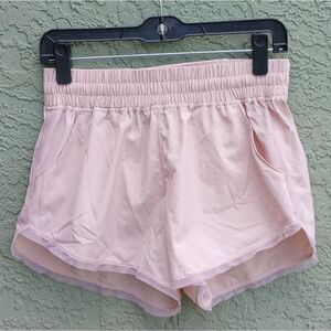 SAM EDELMAN Light Pink Active Running Spandex Shorts Pockets & Sheer Trim Size S